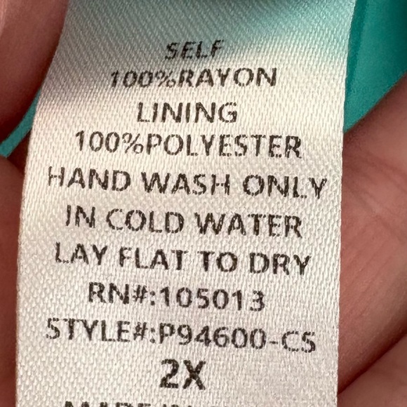 Savannah Jane Embroidered Teal Women's Mini Dress,, size 2x - Picture 4 of 5